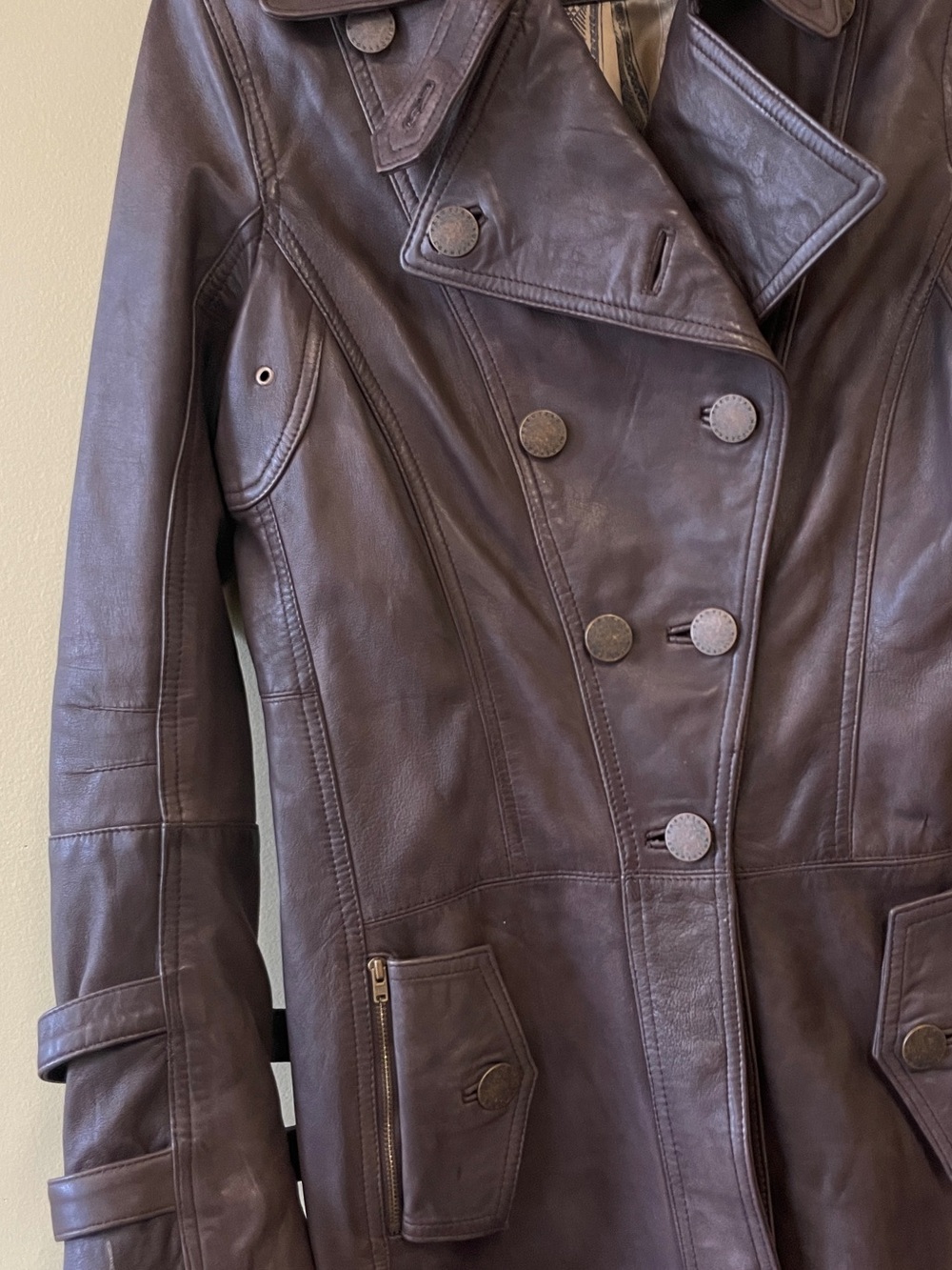 Peruvian Connection | Mocha Brown Leather Trench Coat, Sz 6-8* ♥ Like new!